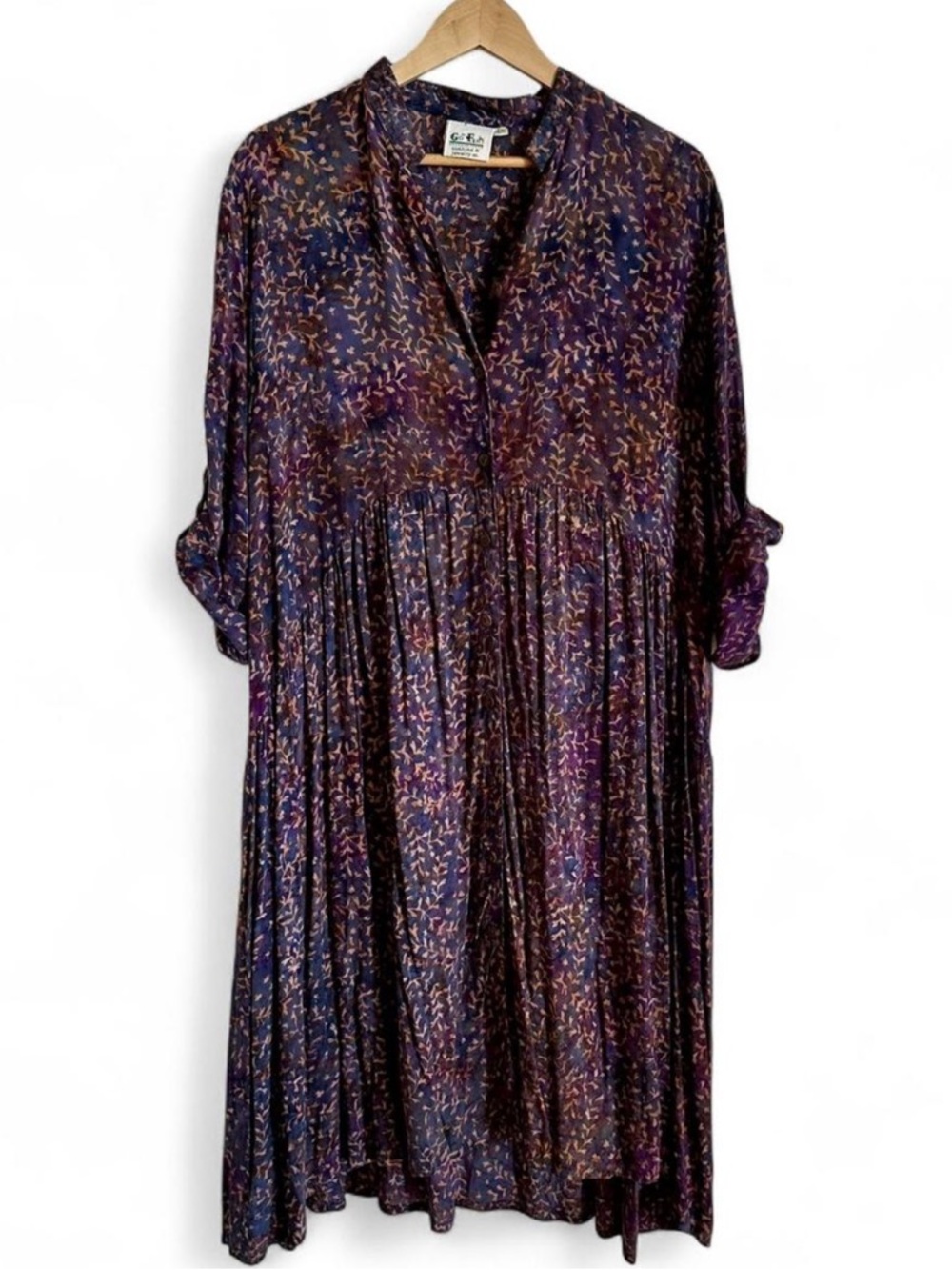 Go Fish Anthropologie Style Boho Midi Dress Handmade Floral Coastal Resort XL - Picture 2 of 9